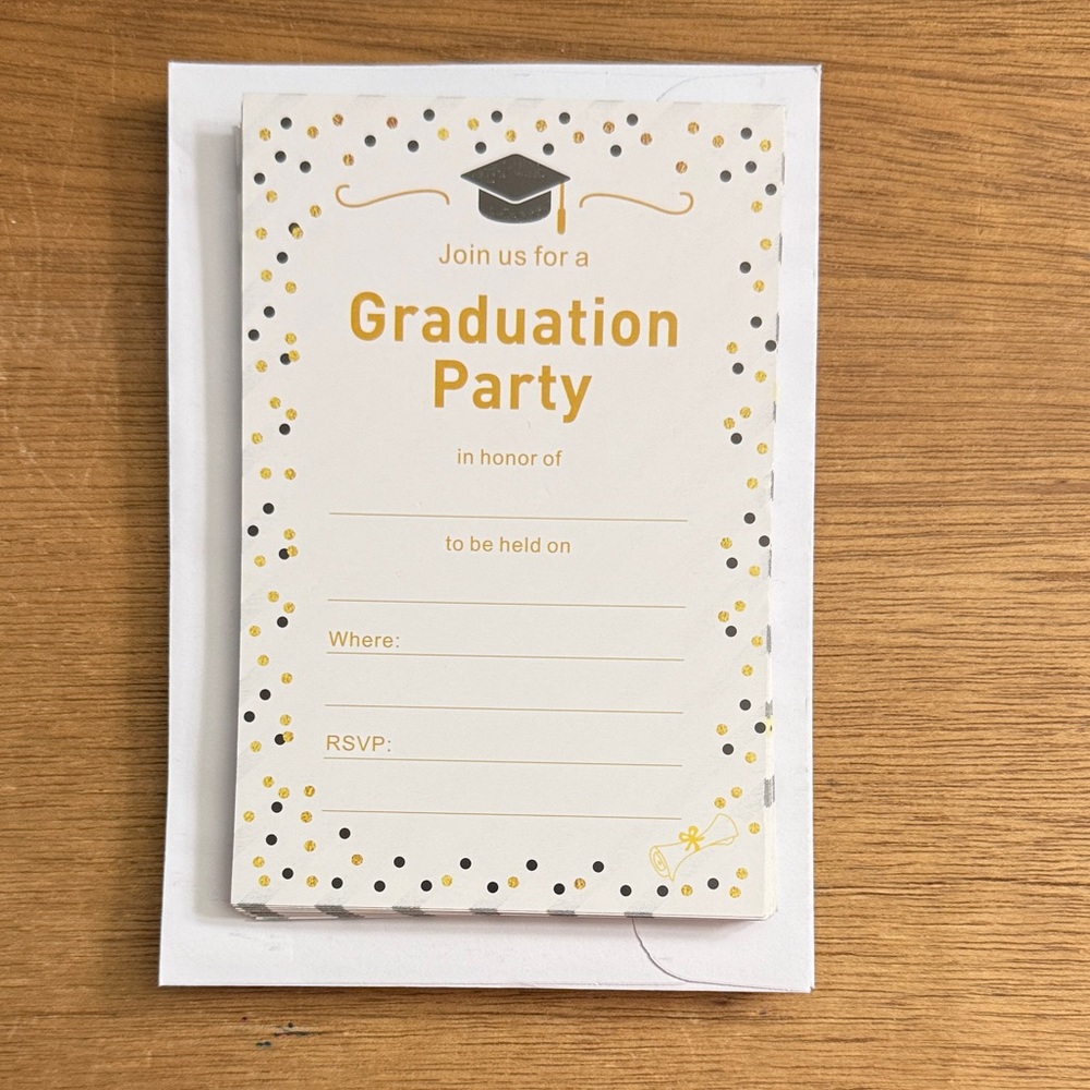 Graduation Party Invitations - Gold and Black